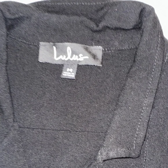 Lulu’s Medium Shirt Dress Fitted Black EUC stretch Button Down - Picture 6 of 9